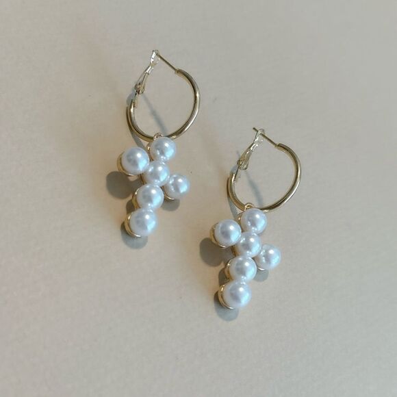 Pearl cross earrings M1019 - Picture 3 of 4